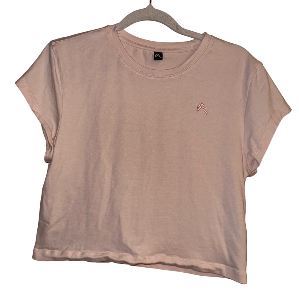 Oner Active Womens XXL Pink Cropped Short Sleeve T-Shirt Embroidered Logo Top